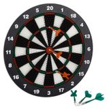 Merkloos Dartbord - Soft tip - 42 cm - 6 pijlen - Zwart en wit - Kunststof pijlen