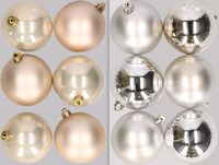 Kaemingk B.V. 12x pièces boules de Noël en plastique mix de champagne et argent 8 cm