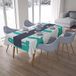 Bonamaison Tafelkleed, Anti-Mold, Sneldrogend, Waterdicht, 100% Polyester Tafellaken, Turkoois, wit, 140 x 200 Cm