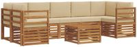 vidaXL - Bank loungeset - 7 zitplekken - Natuurlijk en beige - Massief acacia hout