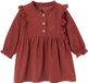 Vertbaudet Robe en velours à volants avec broderie anglaise pour bébé