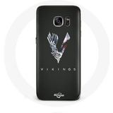 Maniacase Accessoires voor Samsung Galaxy S7 Edge Vikings Series 6 logo V Sword Grijs Zwarte Achtergrond