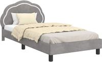 vidaXL Lit pour enfants avec tête de lit gris clair 90 x 200 cm Velours