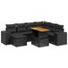 vidaXL 8-delige Loungeset met kussens, polyrattan, zwart