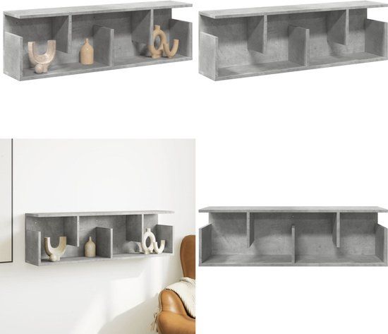 vidaXL Wandkast 100x20x30 cm bewerkt hout betongrijs