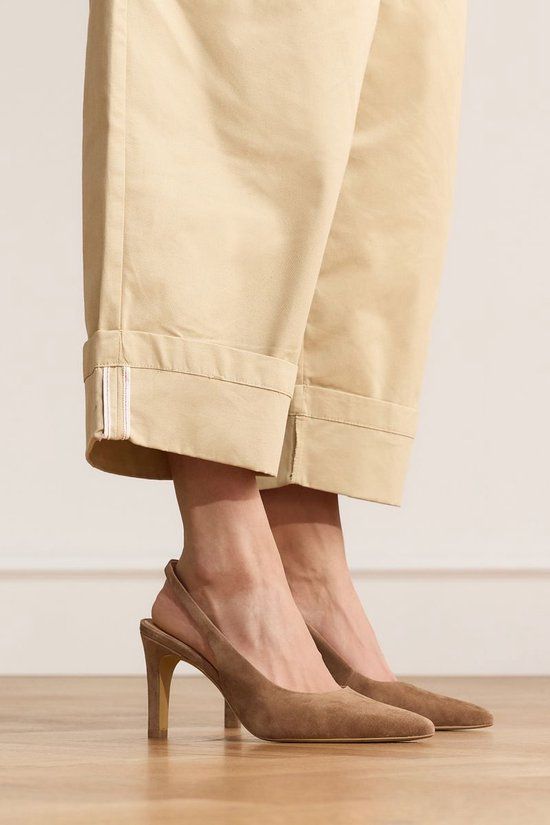 Manfield Dames Bruine suède slingbacks Maat 41