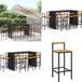 vidaXL 9-delige Tuinbarset Poly Rattan et Acacia Massif Noir