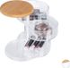 Merkloos Relaxdays Make-up Organizer, rond, draaibaar, sieradendoos, bamboe, transparant
