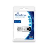 MediaRange MR911 USB Flash Drive - 32GB - USB 2.0 - Swivel - Black/Silver