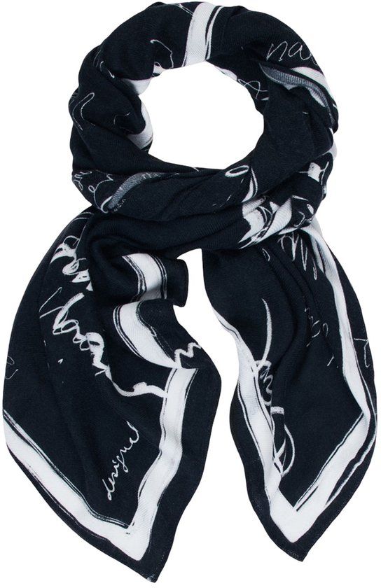 Desigual Sjaal Lettn Rectangle Foulard Black zwart