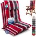 Beautissu Sun-HL - Set de 3 coussins premium pour dossier haut avec appui-tête 120x50 cm résistant aux UV & coussin de 8 cm d'épaisseur coussin pour chaise de jardin sangles antidérapantes tissu résistant rouge anthracite rayé