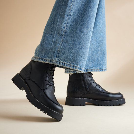 Cellini Veterboots Zwart Leer - Maat 39