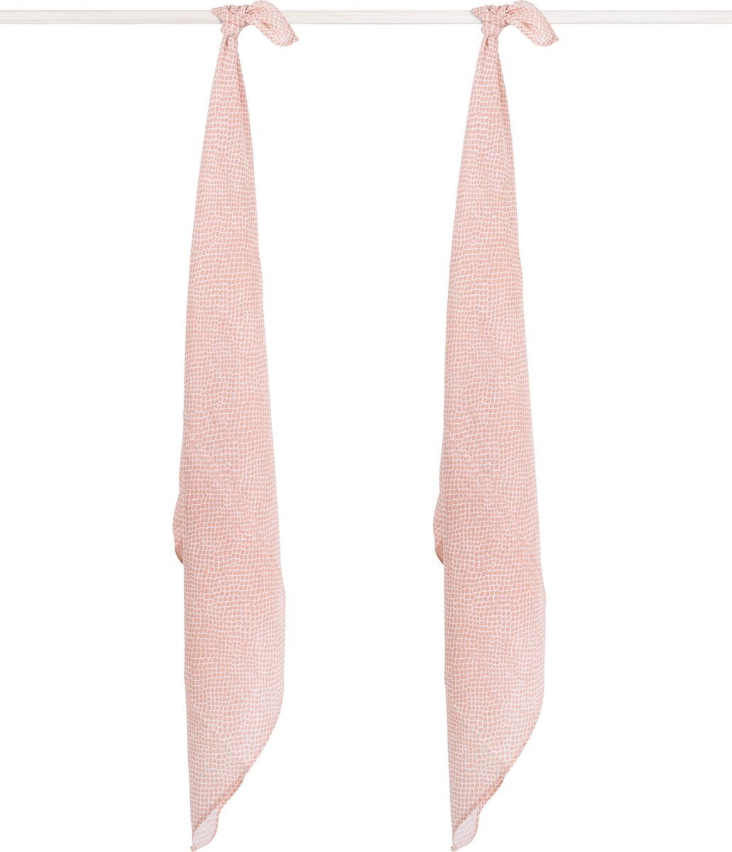 Jollein Gaasluiers 2-pack Slangen lichtroze 115x115cm roze