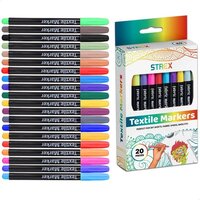 Strex Textielstiften - 20 Kleuren - Textielmarkers voor Kleding - 20 Stuks