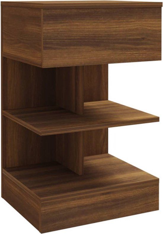 vidaXL Nachtkastje 40x35x65 cm bewerkt hout bruin eikenkleur
