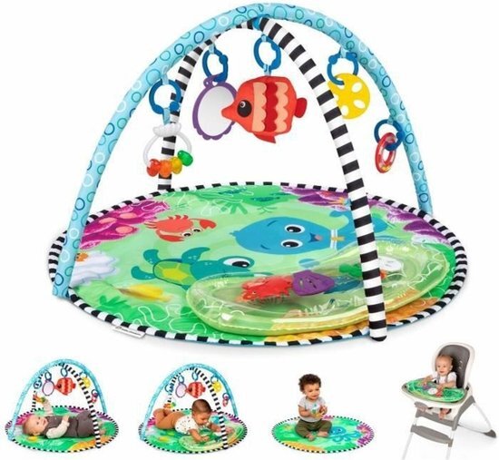 Baby Einstein Sea Floor Explorers 2-in-1 watermat speelschool, 4 modi voor baby om te spelen, 5 afneembaar speelgoed, gemakkelijk te vervoeren, pasgeborenen+veelkleurig