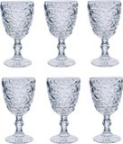 OEM Bol Vintage set van 6 gekleurde wijnglazen - glanzend met geribbeld patroon - kristal