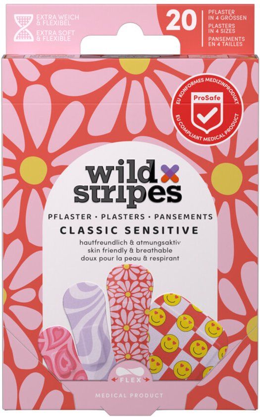 Wild Stripes Pleisters Classic Sensitive Pastel Fun - 20 stuks