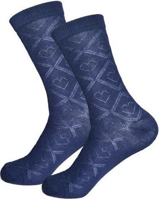 Dames Sokken - Luchtig - Dun - Print - Marineblauw - 5 Paar - Maat 35-38