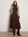 Apricot Midi-rok in A-lijn van geborsteld twill