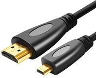 By Qubix Qubix HDMI kabel 1.8 meter - HDMI Male naar Micro HDMI kabel geschikt voor GoPro, camera's etc - HDMI 1.4 versie - High Speed 1080P - Black edition