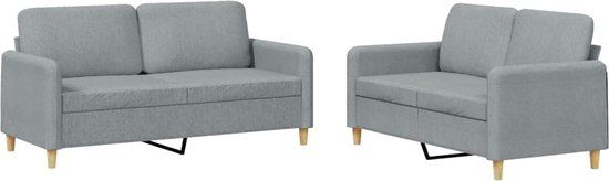 vidaXL 2-delige Loungeset met kussens stof lichtgrijs