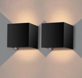 Nince Applique murale Set de 2 - 12W - Intérieur/Extérieur - Industriel Moderne - Noir