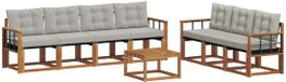 vidaXL - Acacia Hout Loungeset - Naturel en Lichtgrijs