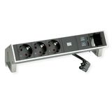 Bachmann DESK2 3xCEE7/3 1x CM USB Charger A/C 22W, 0,2m GST18 INOX