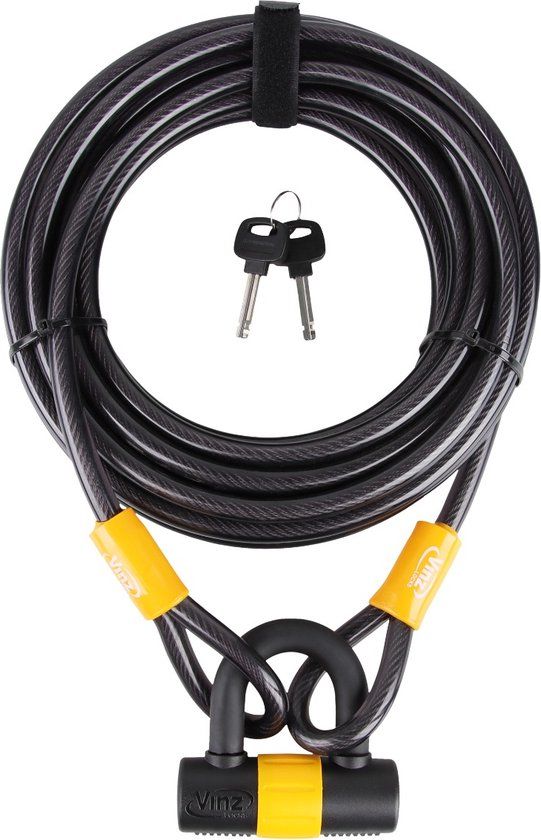 VINZ Kinabalu Kabelslot - 12mm x 10 Meter - Grijs - Bootslot / Tuinmeubel slot / Terras slot
