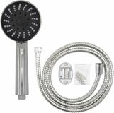 Merkloos Bahama Warenvertriebs Gmbh Douchekop met slang - 3 standen - zilver/ zwart - 150 cm - handdouche - doucheslang