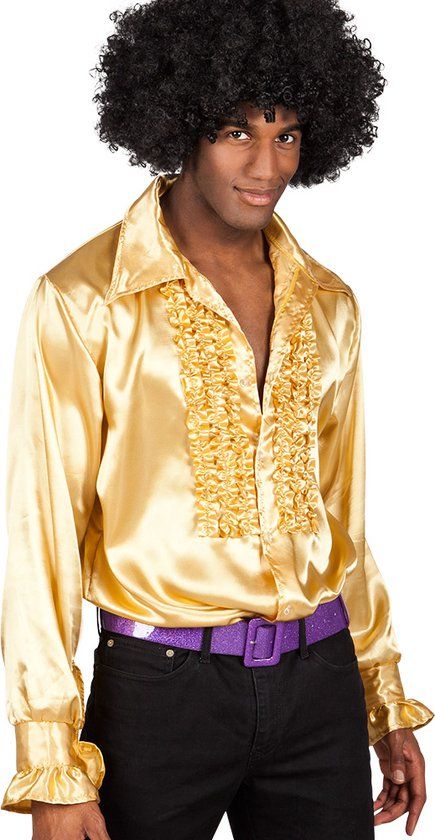 Boland Party Shirt Goud L | 80's & 90's Disco | Mannen