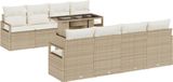 vidaXL Tuinbank Set 9-delig 6 zitplaatsen Beige en Crème