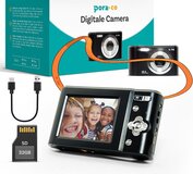 Pora&Co - Kids Digital Camera - 44MP - Black - Includes 32GB SD Card