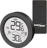 GreenBlue draadloos weerstation, binnen- en buitentemperatuur, klok, keuze uit °C / °F, bereik tot 60 m, zwart, GB162 B