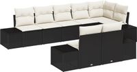 vidaXL Tuinbank Set Zwart en Crème Poly-rattan