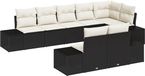 vidaXL Tuinbank Set Zwart en Crème Poly-rattan