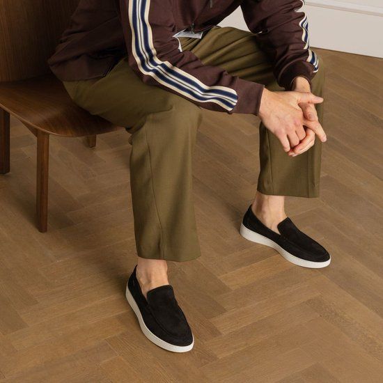 Manfield - Heren - Zwarte suède loafers - Maat 46