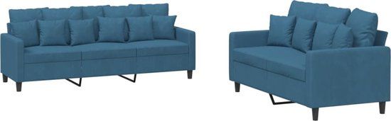 vidaXL 2-delige Loungeset met kussens fluweel blauw
