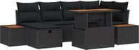 vidaXL Tuinbank - Set - 4 zitplaatsen - Zwart - Polyrattan