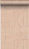 ESTAhome behang grafisch 3D motief licht terracotta - 53 cm x 10.05 m