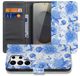 B2Ctelecom Samsung Galaxy S26 Ultra Portemonnee Hoesje Blauw Bloemen met Magnetische sluiting