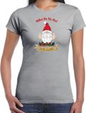 Bellatio Decorations fout kersttrui t-shirt dames - Kado Gnoom - grijs - Kerst kabouter M