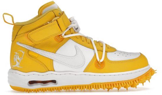 Nike Air Force 1 Mid Special Edition "Off-White Varsity Maize" Sneakers Heren Wit/Geel Maat 45