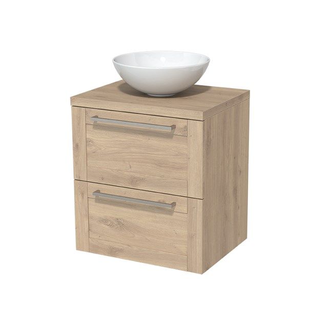 Maxaro Badkamermeubel Modulo Plato 60cm Lichtbruin Eiken 2 Lades