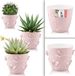Unyqoos® Bloempotset (3 stuks, 3 maten) – decoratieve plantpotten met 3D-motieven, roze, geschikt voor binnen en buiten, gedeeltelijk hydrocultuur-compatibel met waterniveau-indicator