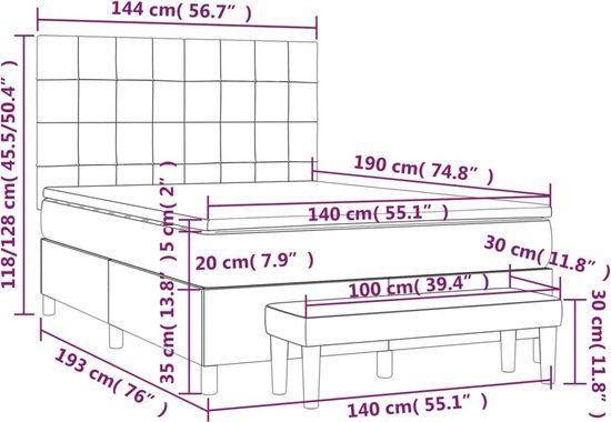 vidaXL Boxspring met matras fluweel zwart 140x190 cm