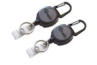 Key-Bak Sidekick Professionele Heavy Duty Zelf Intrekbare ID-badge/sleutelhaspel met intrekbaar kevlar-koord, 60 cm zwart (2 stuks)