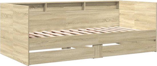 vidaXL Slaapbank met lades zonder matras 75x190 cm Sonoma eikenkleurig