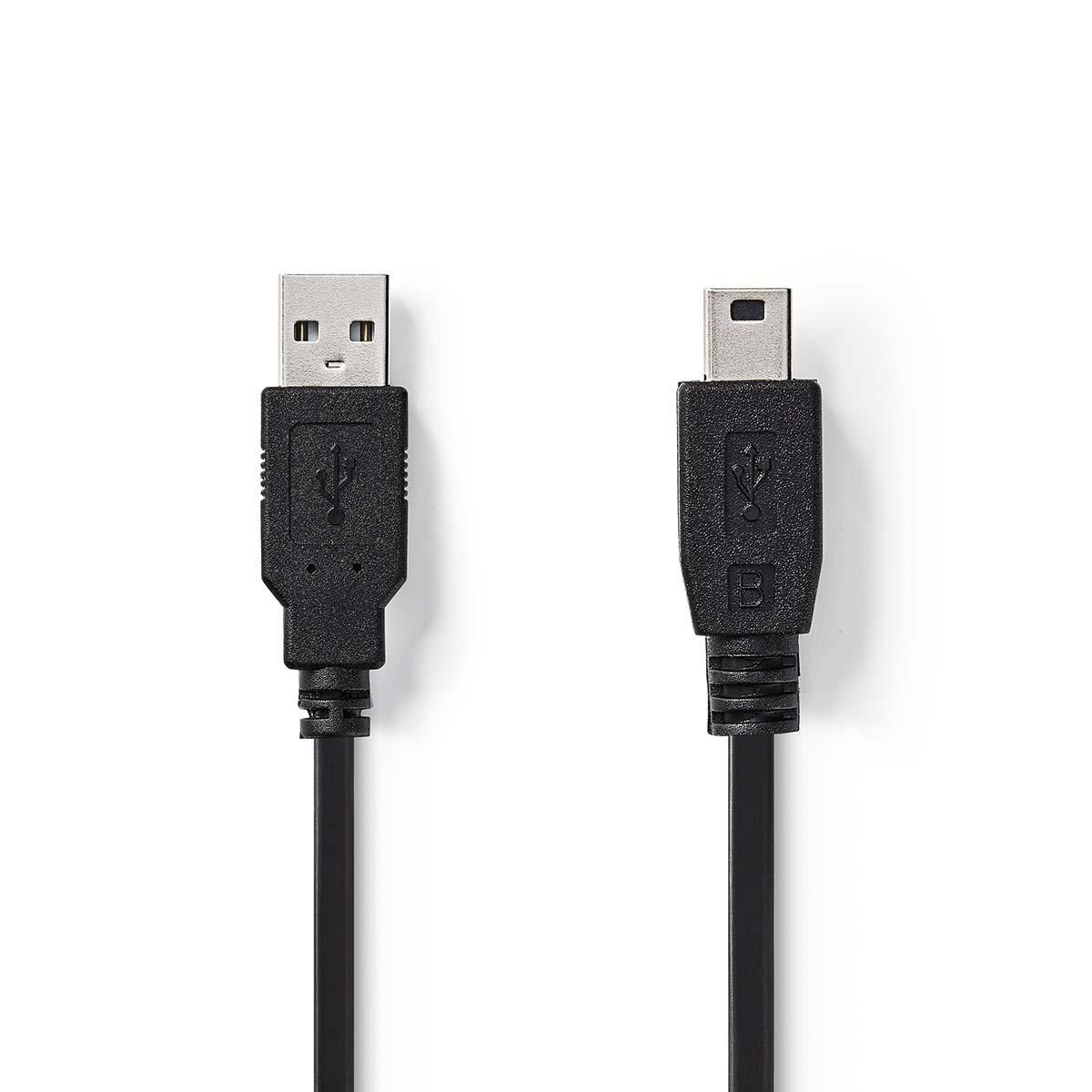 Nedis USB-kabel - USB 2.0 - USB A - Mini-USB B - 2 m - Zwart
